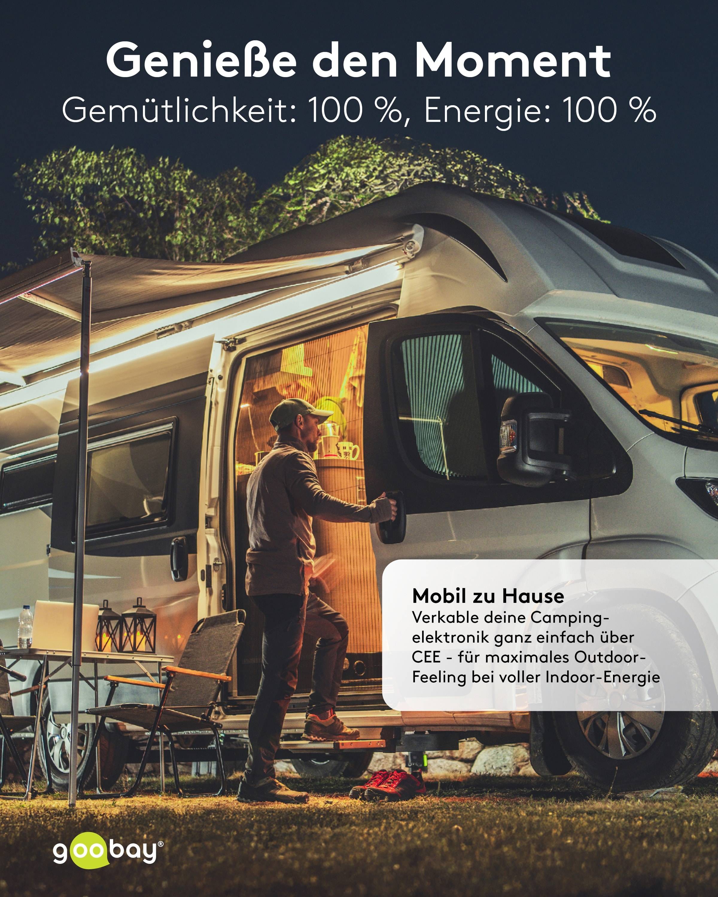 GOOBAY CEE-Adapterkabel 76219, 5 m, Stecker zu Schutzkontakt Stecker