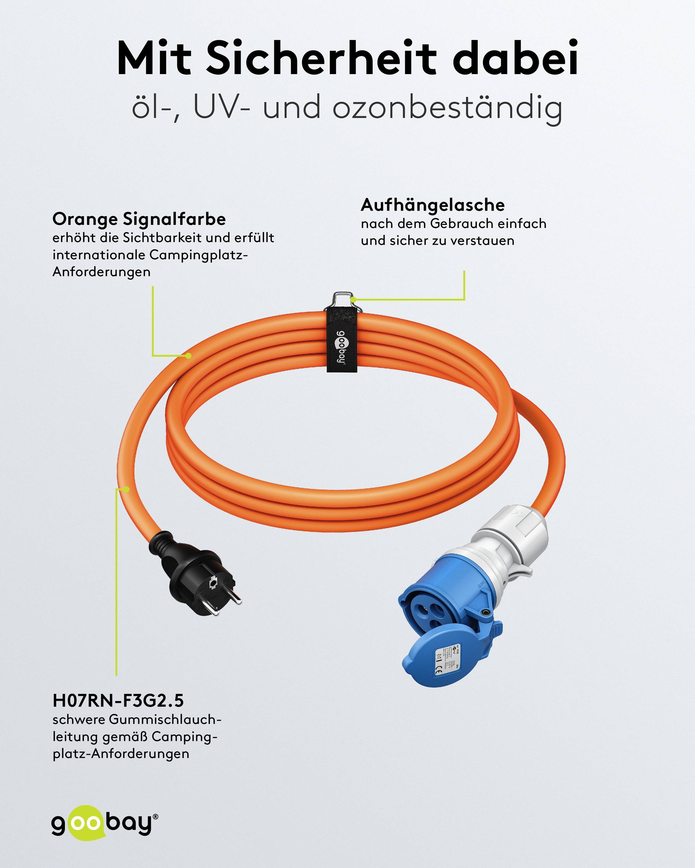 GOOBAY CEE-Adapterkabel 76185, 1,5 m, Stecker zu Schutzkontakt Stecker