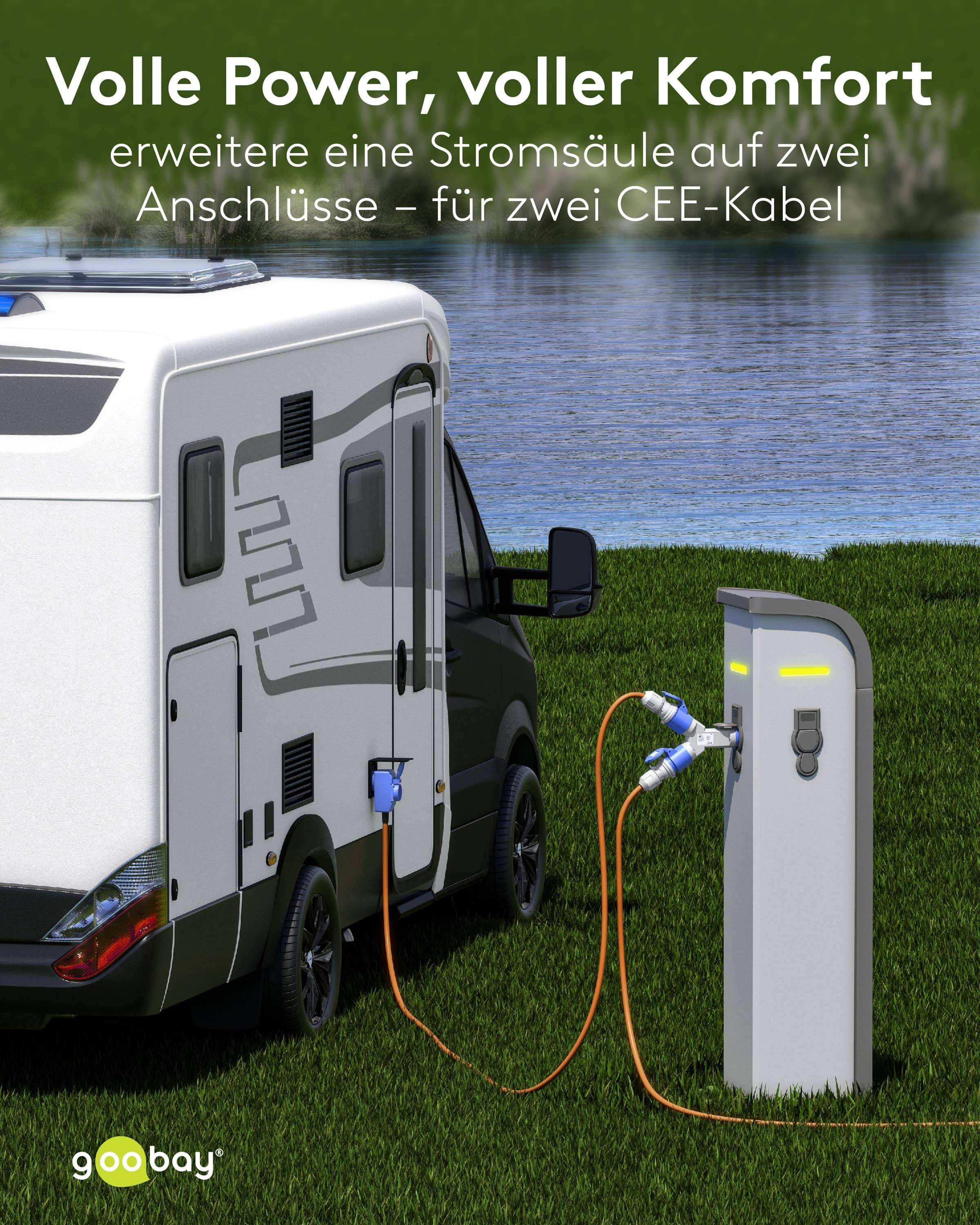 GOOBAY CEE-Adapter Y, 76236, Stecker zu 2x Kupplung