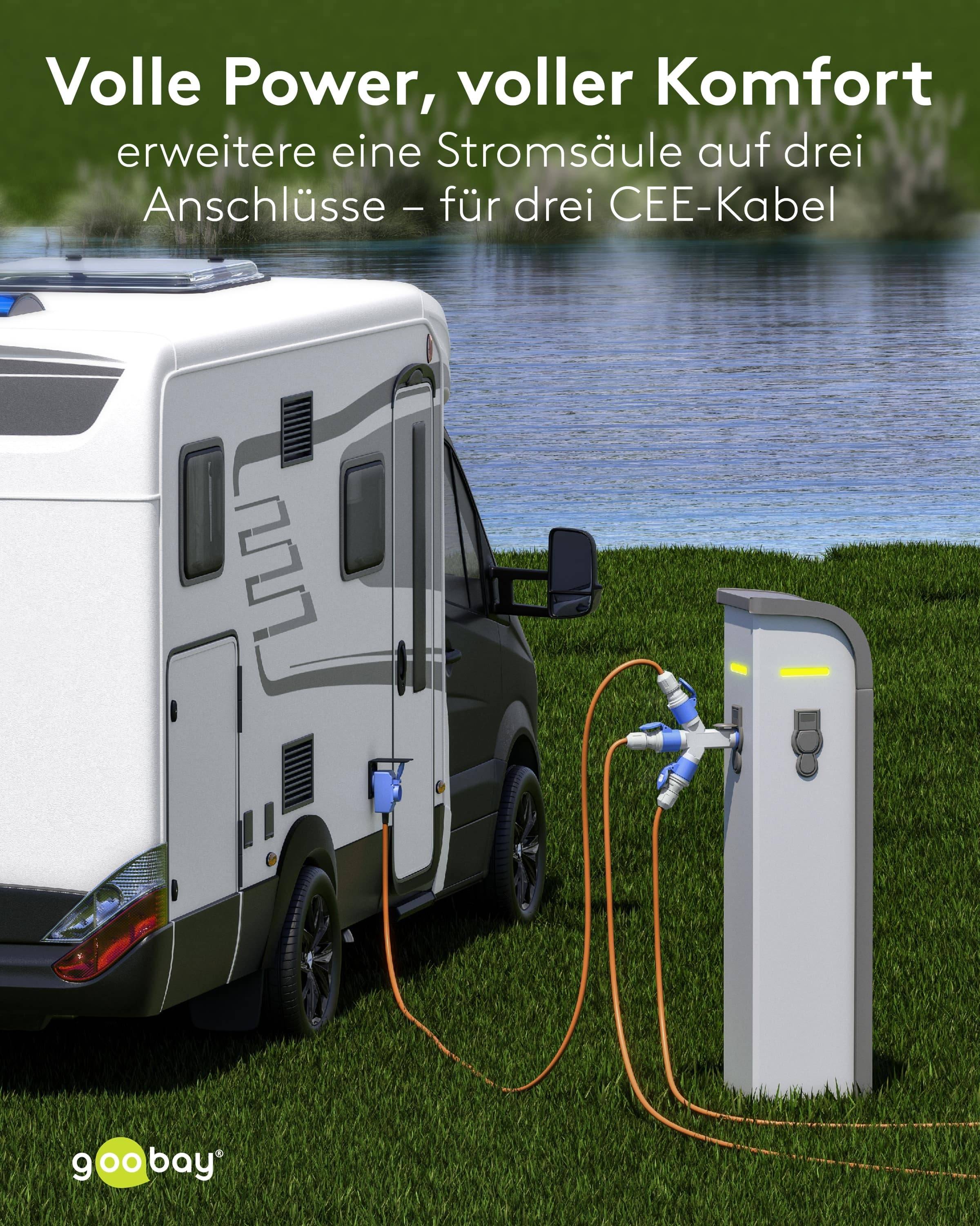 GOOBAY CEE-Adapter Y, 76237, Stecker zu 3x Kupplung