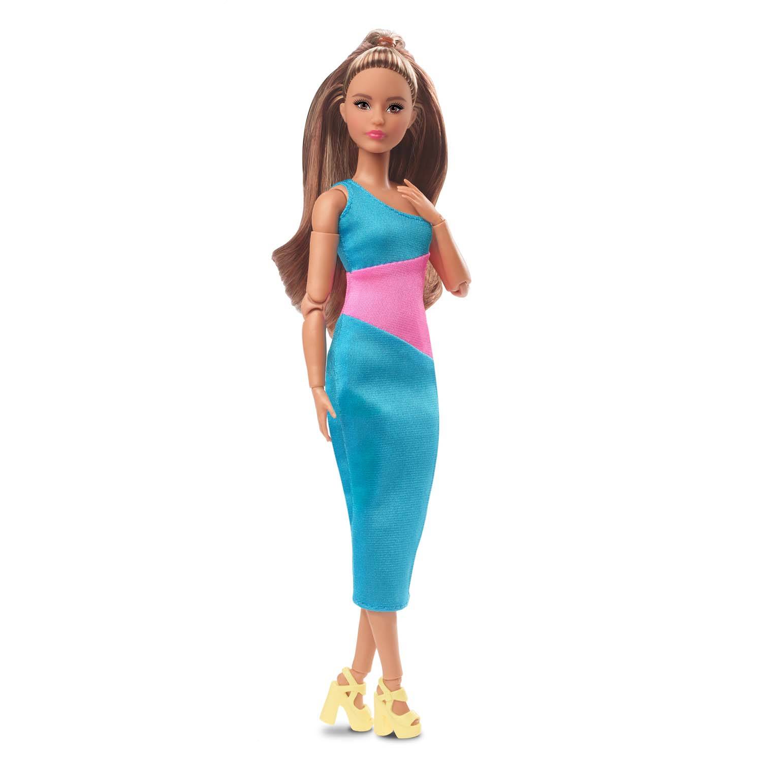 Mattel HJW82 - Barbie Signature Barbie Looks Puppe mit knielangem One-Shoulder-Kleid - Nr. 15