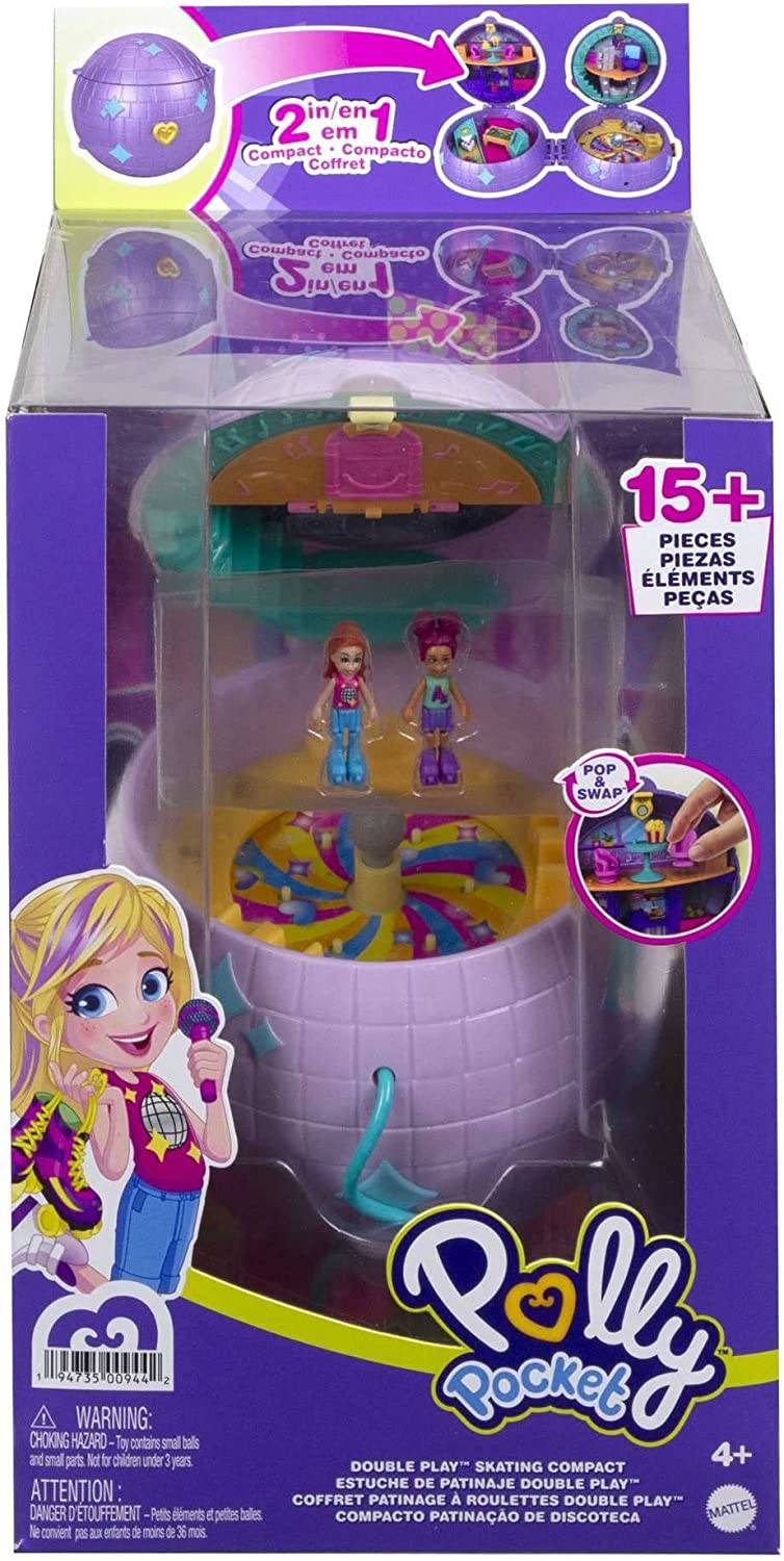 Mattel HCG24 - Polly Pocket Doppelspaß Rollschuhdisco Schatulle