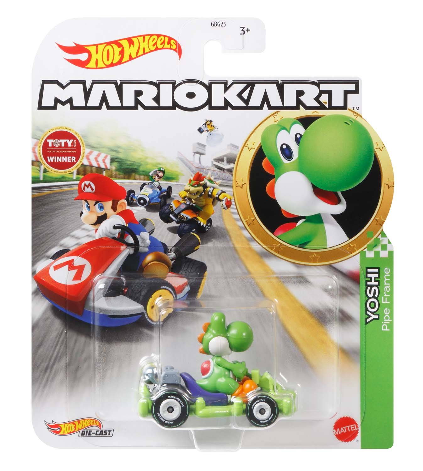 Mattel GBG25; GRN19 - Hot Wheels Mario Kart 1:64 Die-Cast Mario Yoshi Pipe Frame