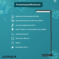LUXULA LED-Büro-Stehleuchte, EEK: G, 100 W, 7000 lm, 4000K, schwarz LUXULA LED-Büro-Stehleuchte, EEK: G, 100 W, 7000 lm, 4000K, schwarz