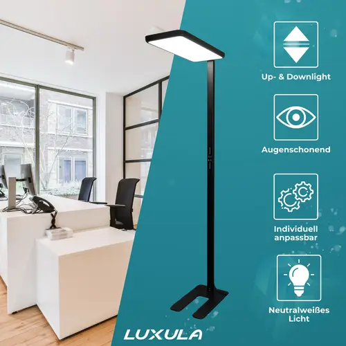 LUXULA LED-Büro-Stehleuchte, EEK: G, 100 W, 7000 lm, 4000K, schwarz LUXULA LED-Büro-Stehleuchte, EEK: G, 100 W, 7000 lm, 4000K, schwarz