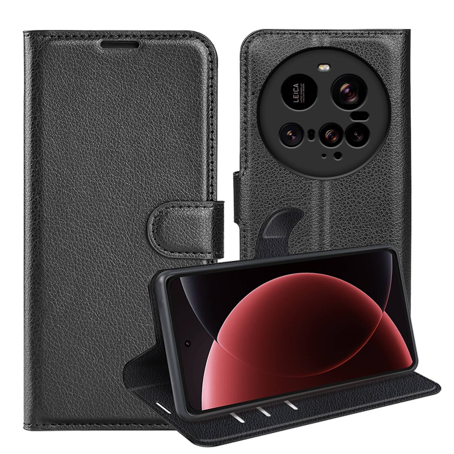 Für Xiaomi 15 Ultra Kunstleder Book Wallet Handy Tasche Hülle Cover Schwarz