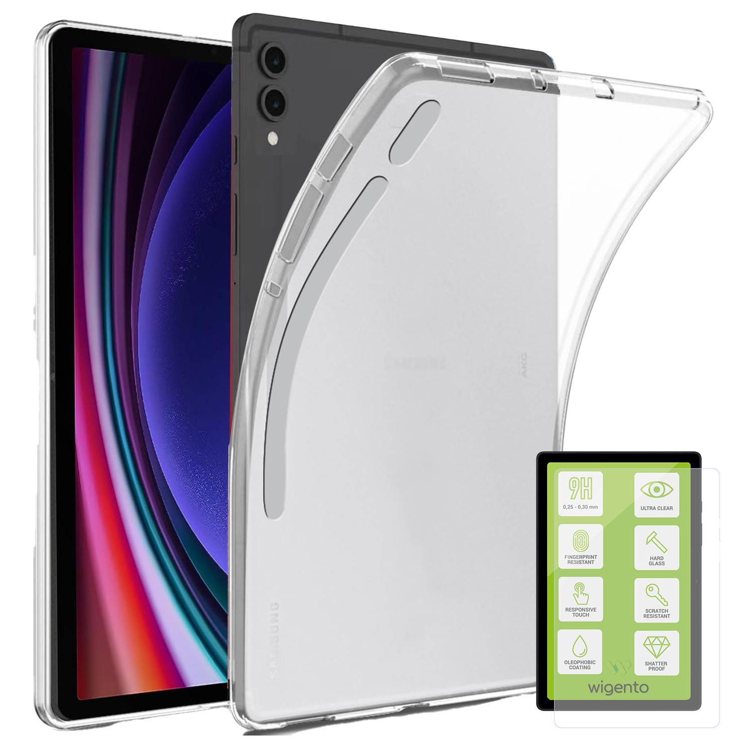 Für Samsung Galaxy Tab S10 Plus / S9 Plus FE Plus / S8 Plus und FE Hülle Tablet Tasche Etuis Cover + H9 Glas