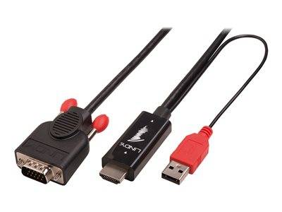 LINDY HDMI an VGA Kabel mit USB Typ A für Strom 1080p 3m Multimedia-Technik HDMI-Kabel