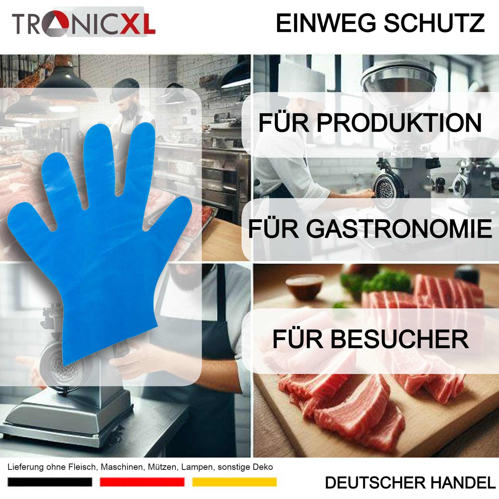 5000x Einweg Handschuh Poly Handschuhe gehämmert kurz blau Lebensmittelhygiene Gastronomie Reinigung Einmalhandschuhe
