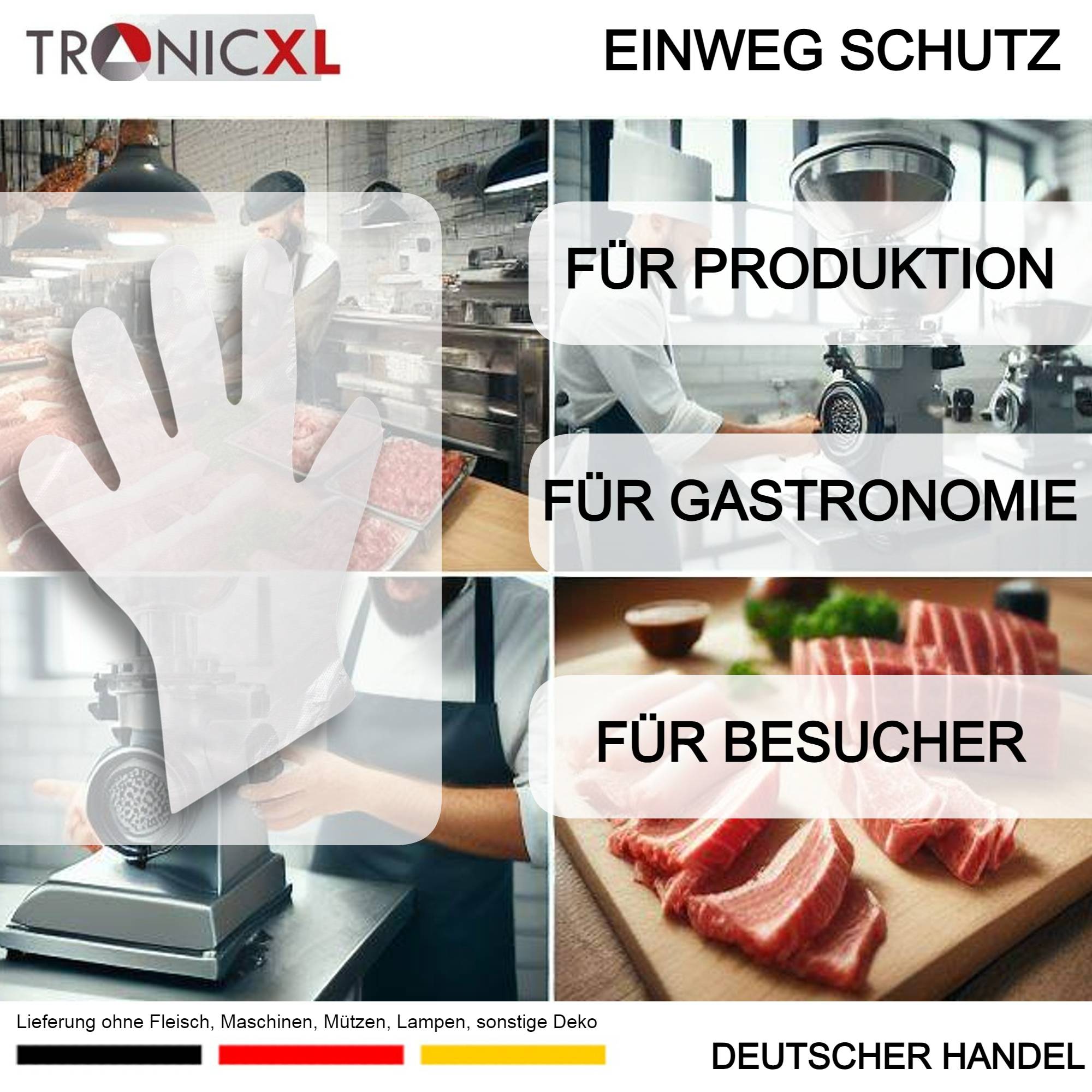 5000 x Einweg Handschuh Poly Handschuhe gehämmert kurz transparent Lebensmittelhygiene Gastronomie Einmalhandschuhe