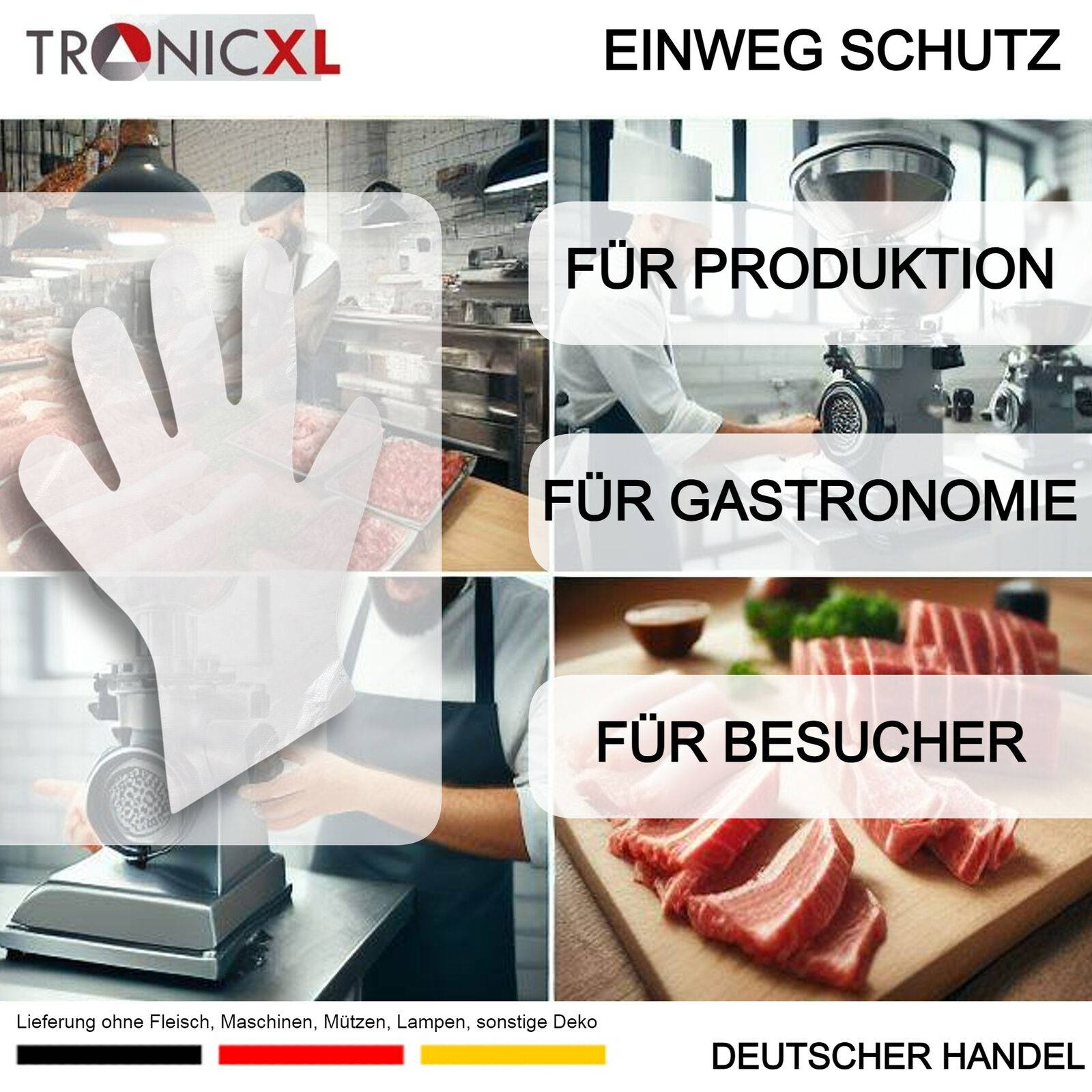 5000 x Einweg Handschuh Poly Handschuhe gehämmert kurz transparent Lebensmittelhygiene Gastronomie Einmalhandschuhe