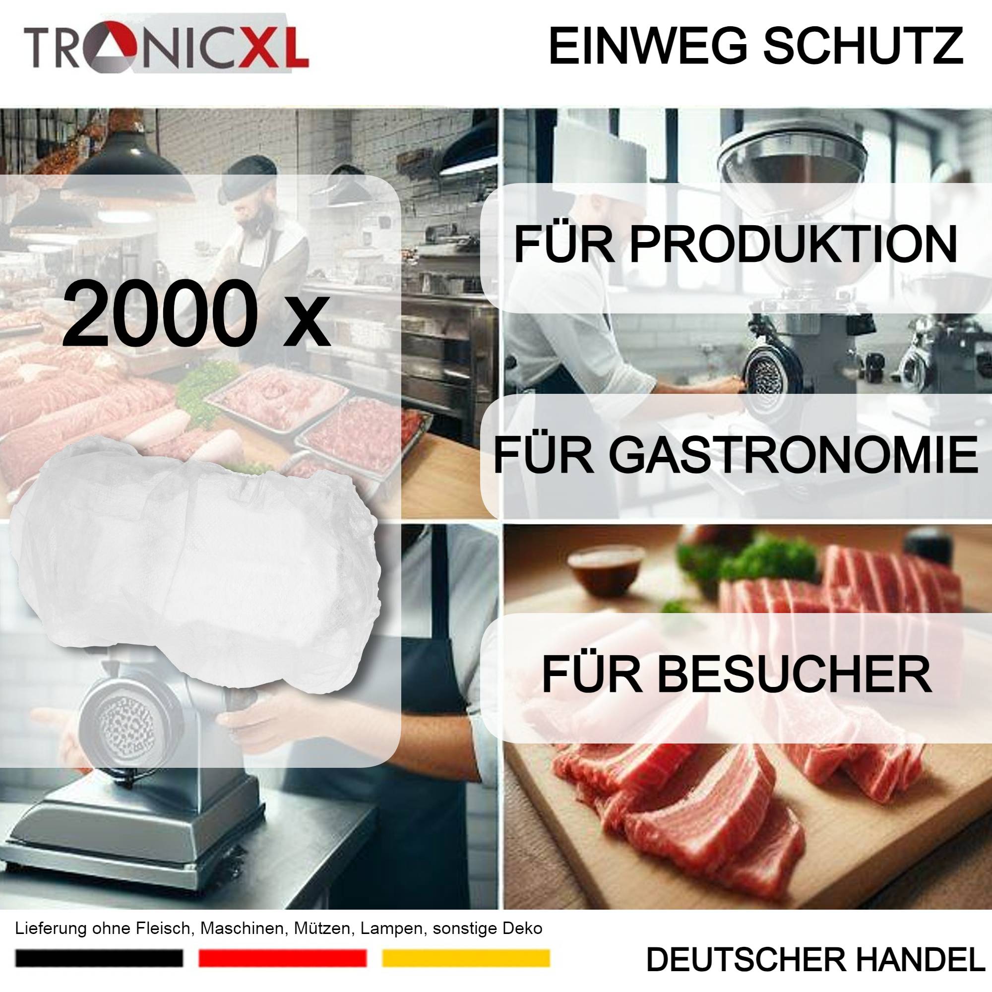2000x Bartschutz lebensmittelecht Bartnetz Bartnetze Arbeitsschutz Bartschutzhülle Hygiene Einweg Küche Lebensmitteln