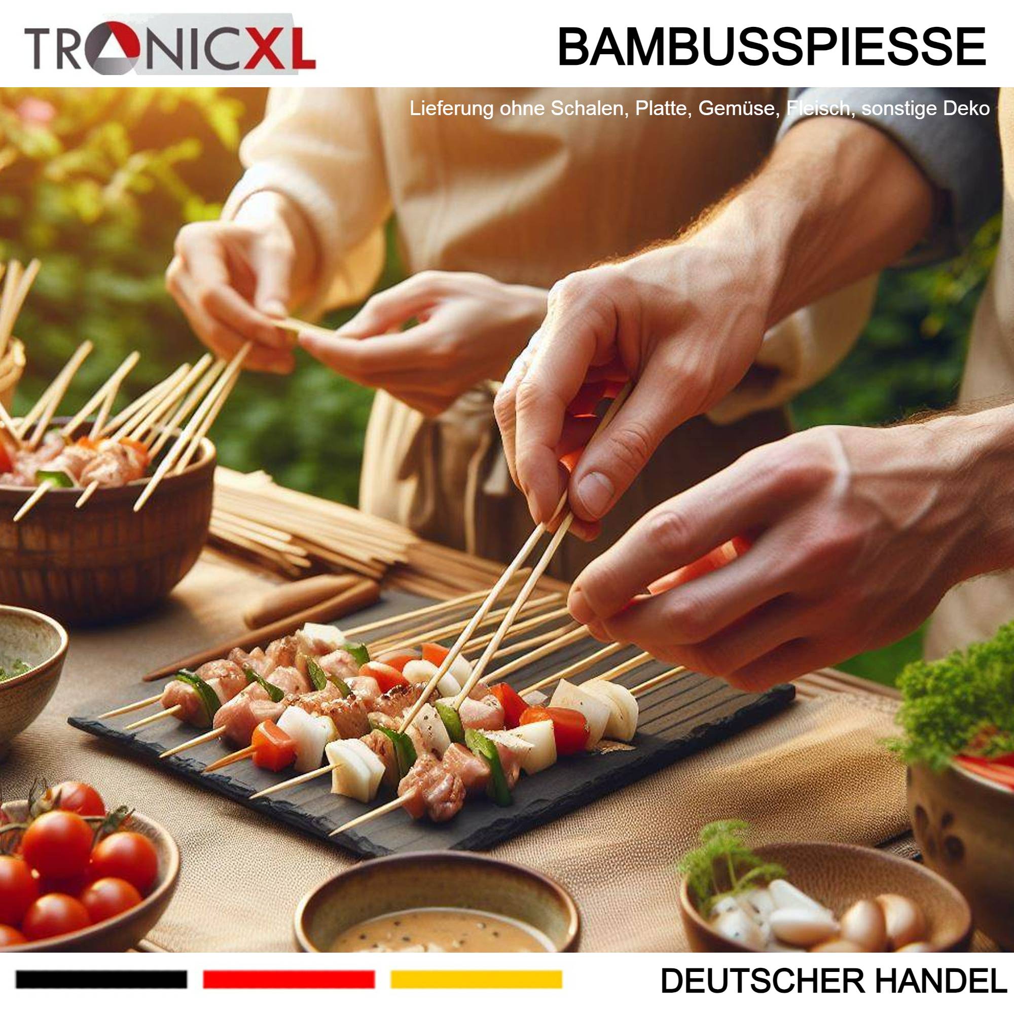 200x Bambusspieß 190x3mm Holzspieße Schaschlikspieße Holz Bambus Fleischspieß BBQ Grillspieße Party Gastronomie robust