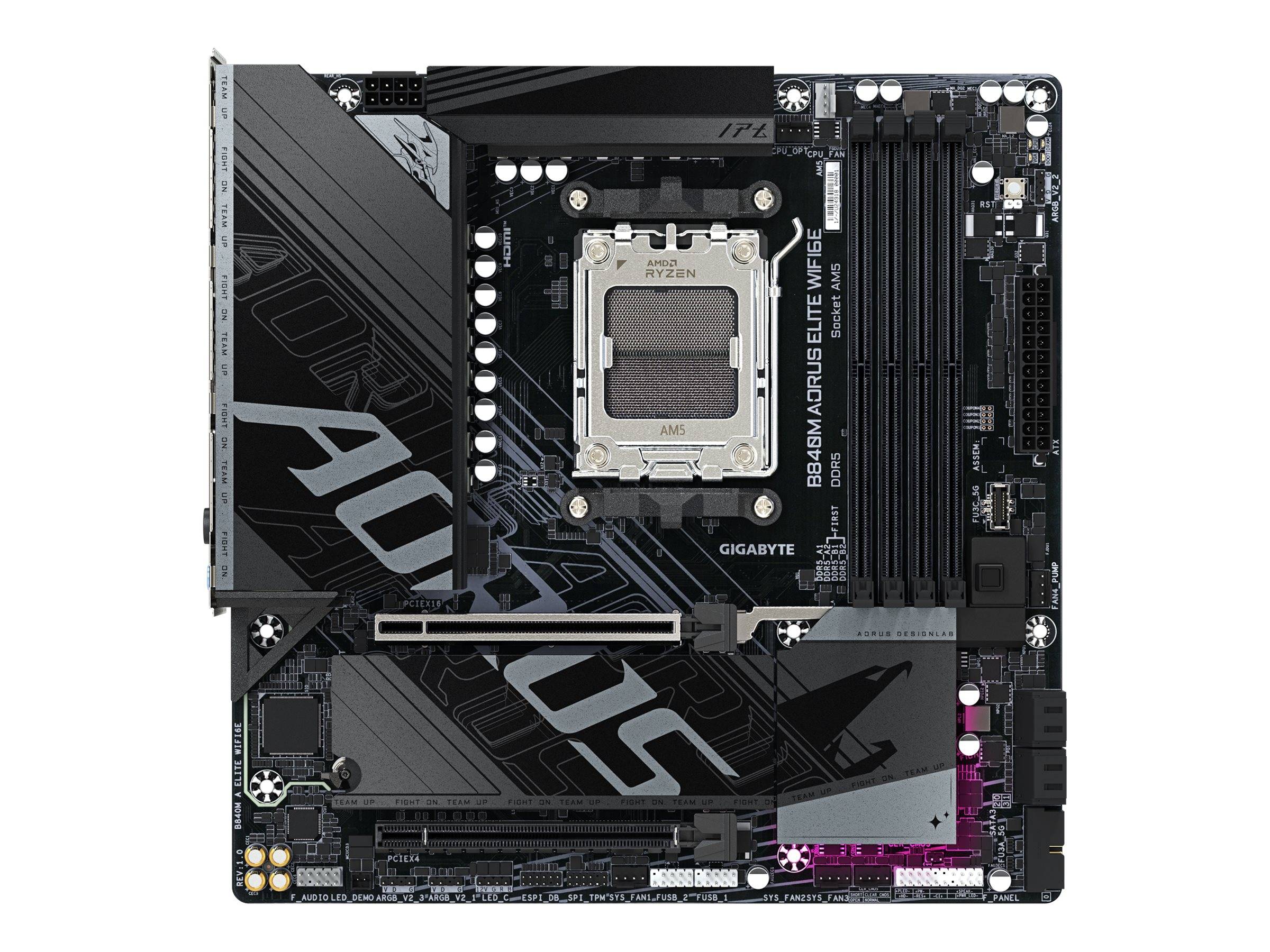 Gigabyte AORUS B840M ELITE WIFI6E - Motherboard - micro ATX - Socket AM5 - AMD B840 Chipsatz - USB 3.2 Gen 2, USB-C 3.2 Gen 1, USB 3.2 Gen 1