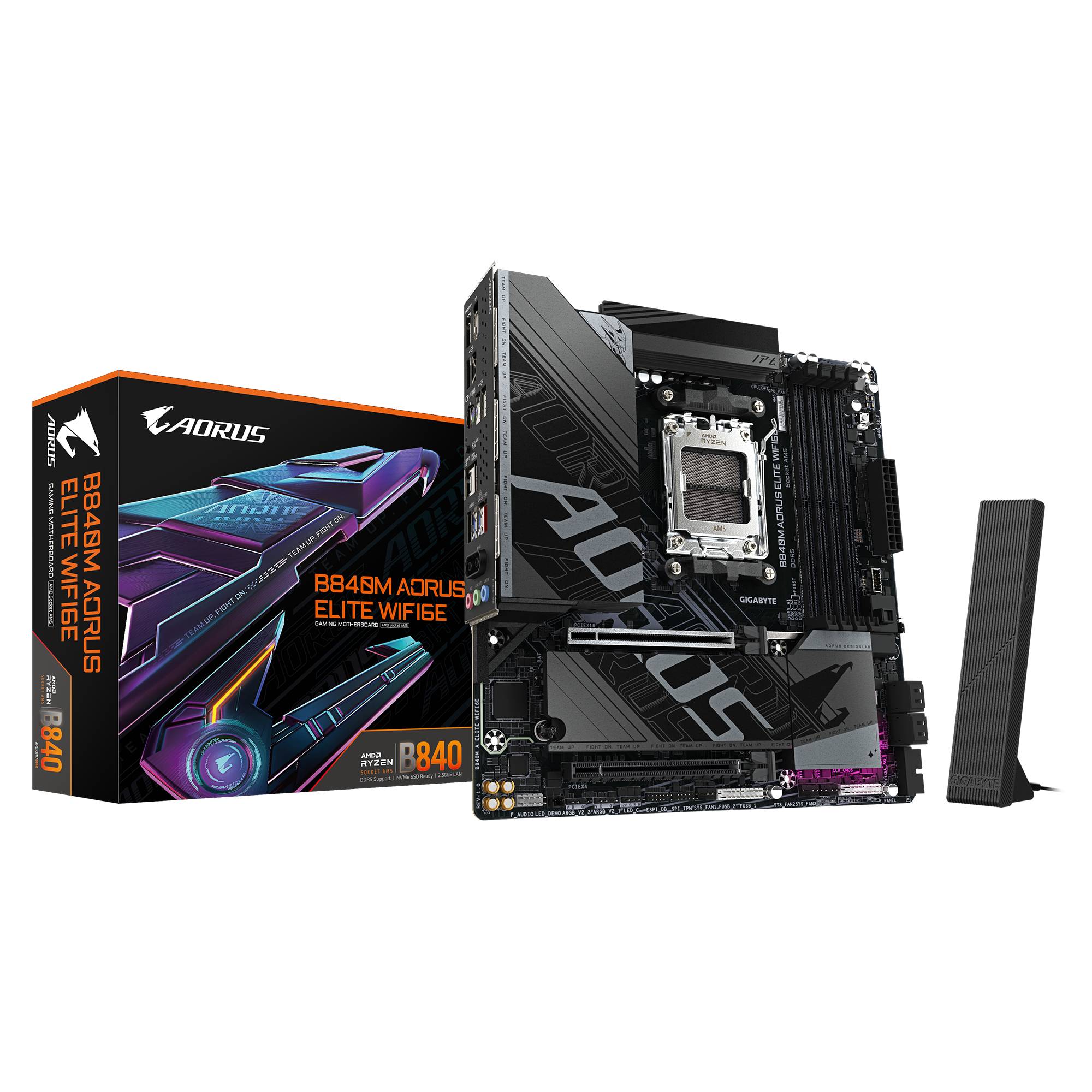 Gigabyte AORUS B840M ELITE WIFI6E - Motherboard - micro ATX - Socket AM5 - AMD B840 Chipsatz - USB 3.2 Gen 2, USB-C 3.2 Gen 1, USB 3.2 Gen 1