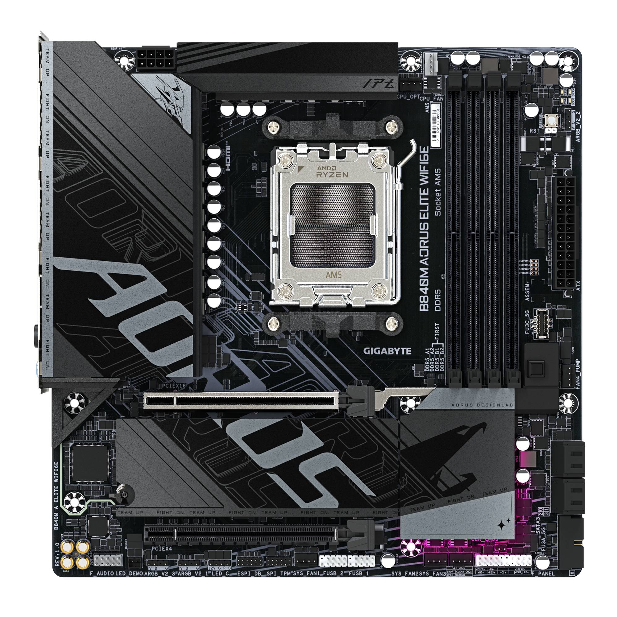 Gigabyte AORUS B840M ELITE WIFI6E - Motherboard - micro ATX - Socket AM5 - AMD B840 Chipsatz - USB 3.2 Gen 2, USB-C 3.2 Gen 1, USB 3.2 Gen 1