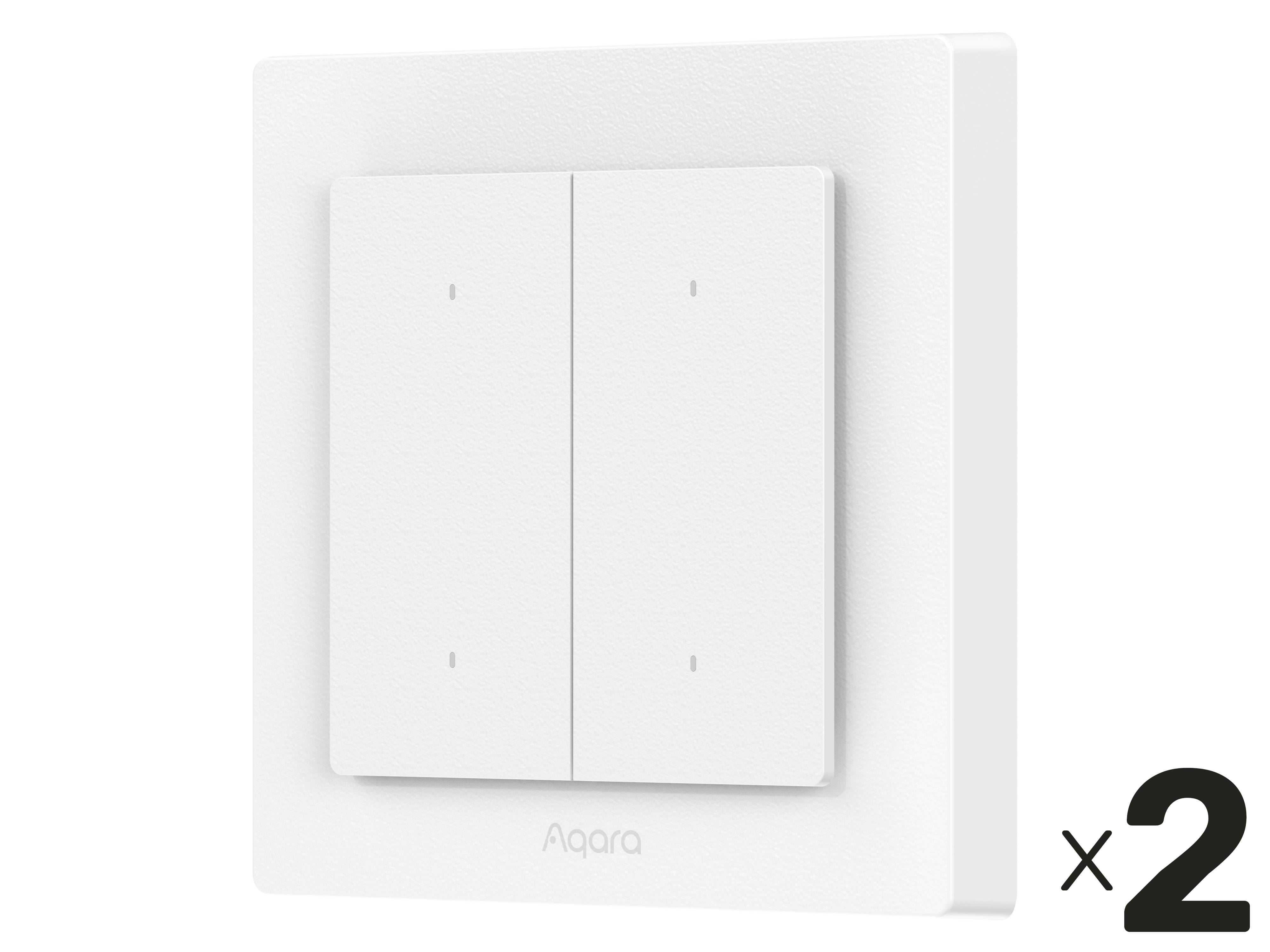 AQARA Lichtschalter Smart H2, WS-K08D, 4 Buttons, 2 Channels, 2 Stück