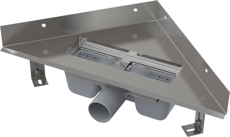 Alcadrain ARZ1 Eckbodenablauf ohne Rand für den perforierten Eckrost