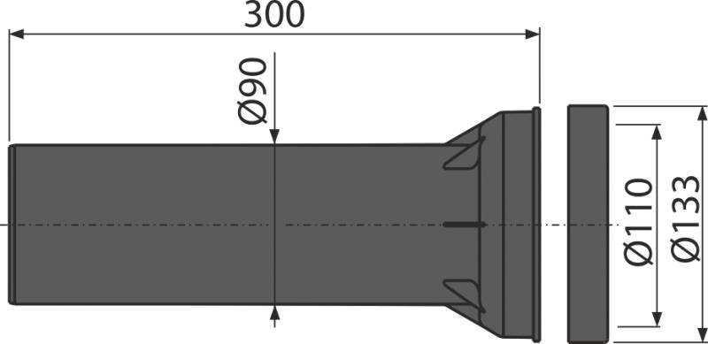 alcadrain M148 Anschlussstutzen für WC 300 mm