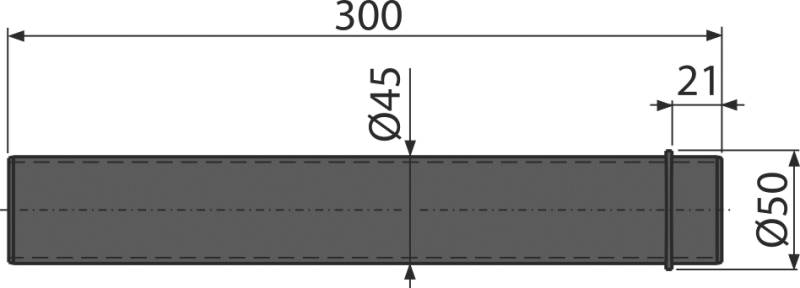 alcadrain M147 Verlängerungsstück für Wand-WC, Ø 45 mm, Länge 300 mm, PP, schwarz
