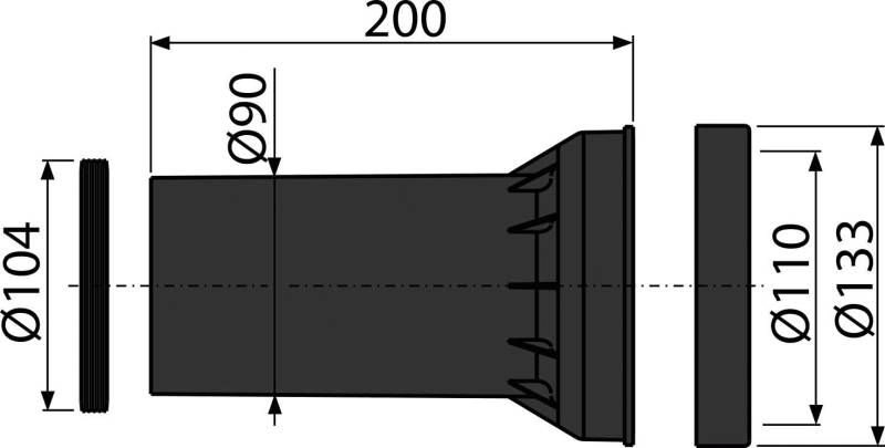 alcadrain M902 Ablaufdichtung + Verbindungsstück + Verbindungsstückdichtung