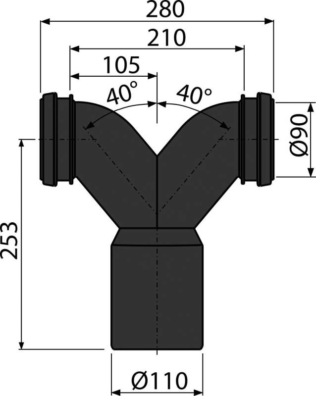 alcadrain M909 double coude 90° avec joint