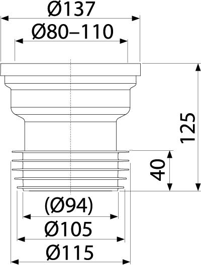 Alcadrain A991 WC-Anschlussmanschette gerade DN110 weiß
