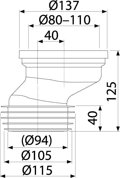 Alcadrain A991-40 WC-Anschlussmanschette exentrisch 40 mm DN110 weiß