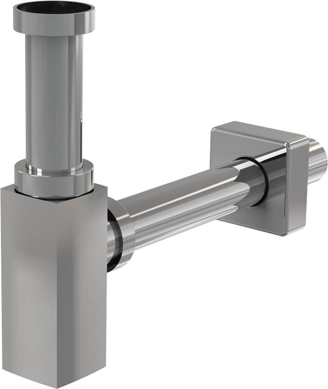 AlcaDrain Design Siphon 1 1/4" kantig, Ganzmetall