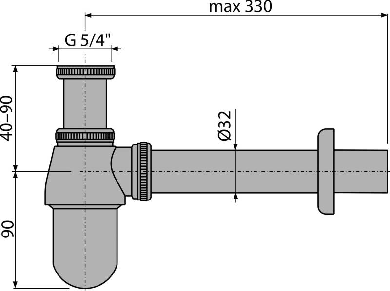 alcadrain Flaschengeruchverschluss für die Waschbecken DN63 mit einer Überwurfmutter 5/4", Metall