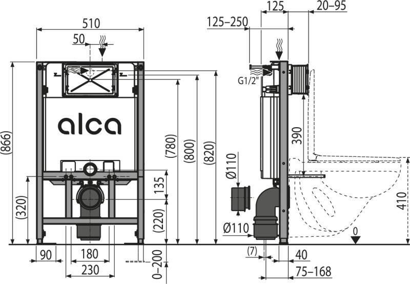 alcadrain Vorwandinstallationssystem für Trockenbau AM101/850