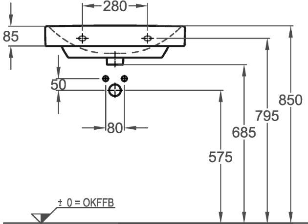 Geberit M100 E-Waschtisch eckige Form 600x480mm weiß