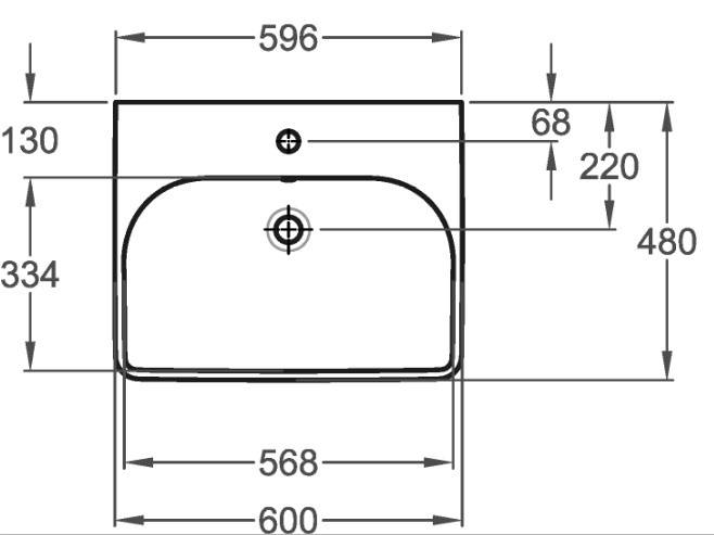 Geberit M100 E-Waschtisch eckige Form 600x480mm weiß