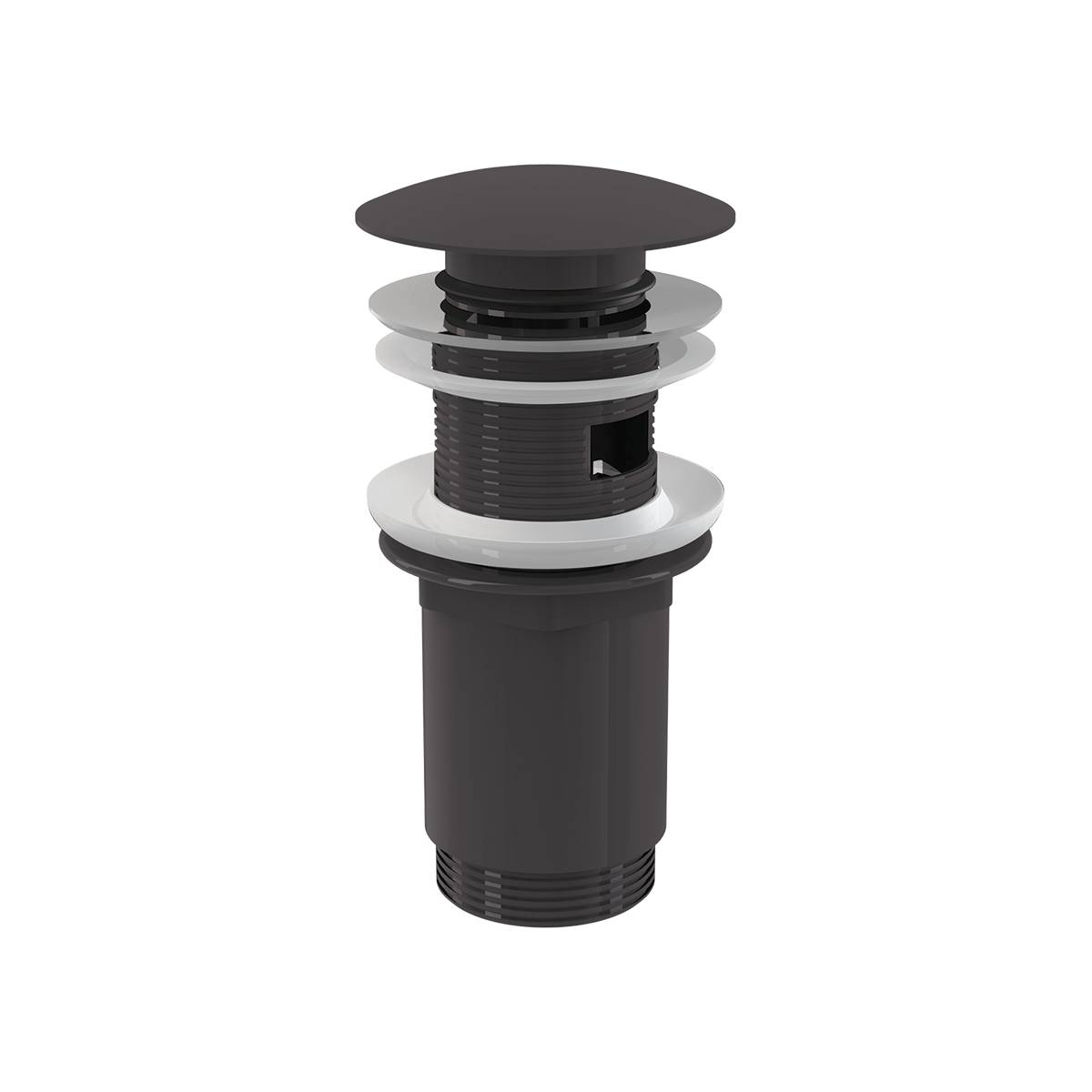 alcadrain Ablaufventil für die Waschbecken CLICK/CLACK 5/4" Ganzmetal mit Überlauf, großer Stopfen, GUN METAL-gebürstete Matt