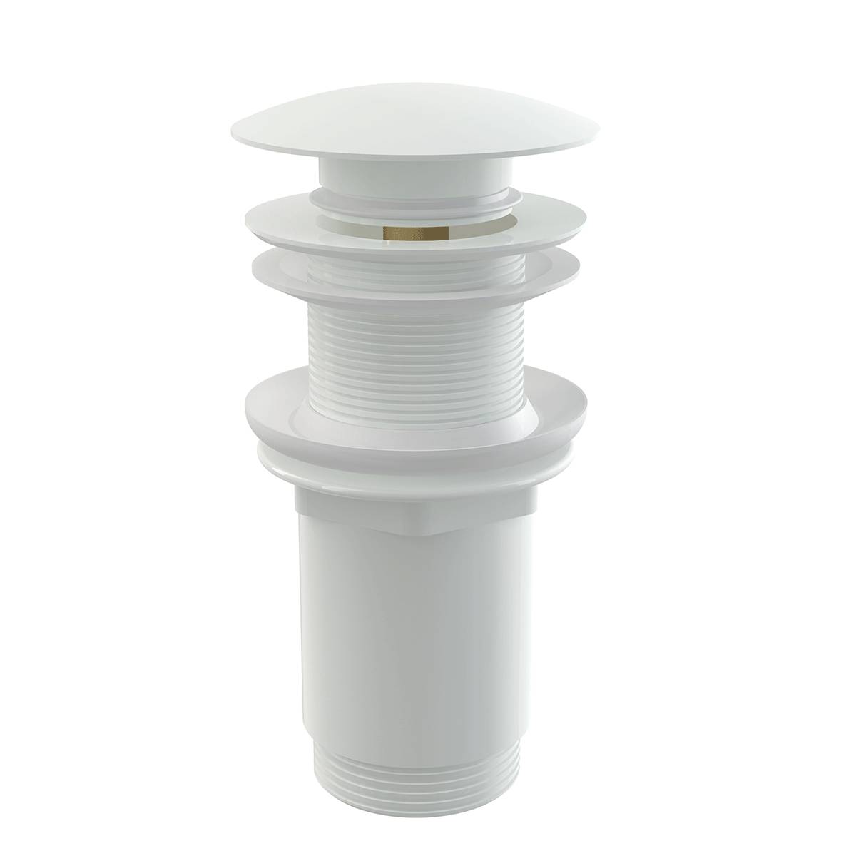 alcadrain clapet de vidange pour lavabo CLICK/CLACK 5/4" tout métal sans trop-plein, gros bouchon blanc, pour lavabos en plastique et en verre