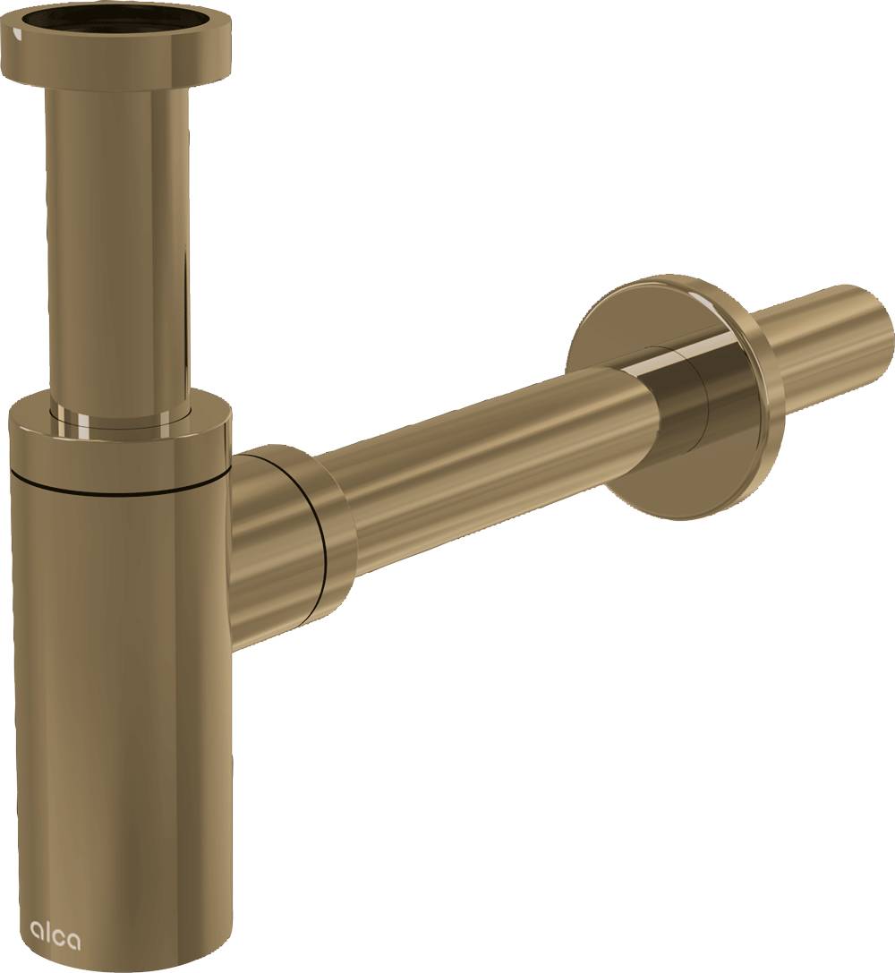 AlcaDrain Design Siphon 1 1/4" rund, Ganzmetall Gold matt gebürstet