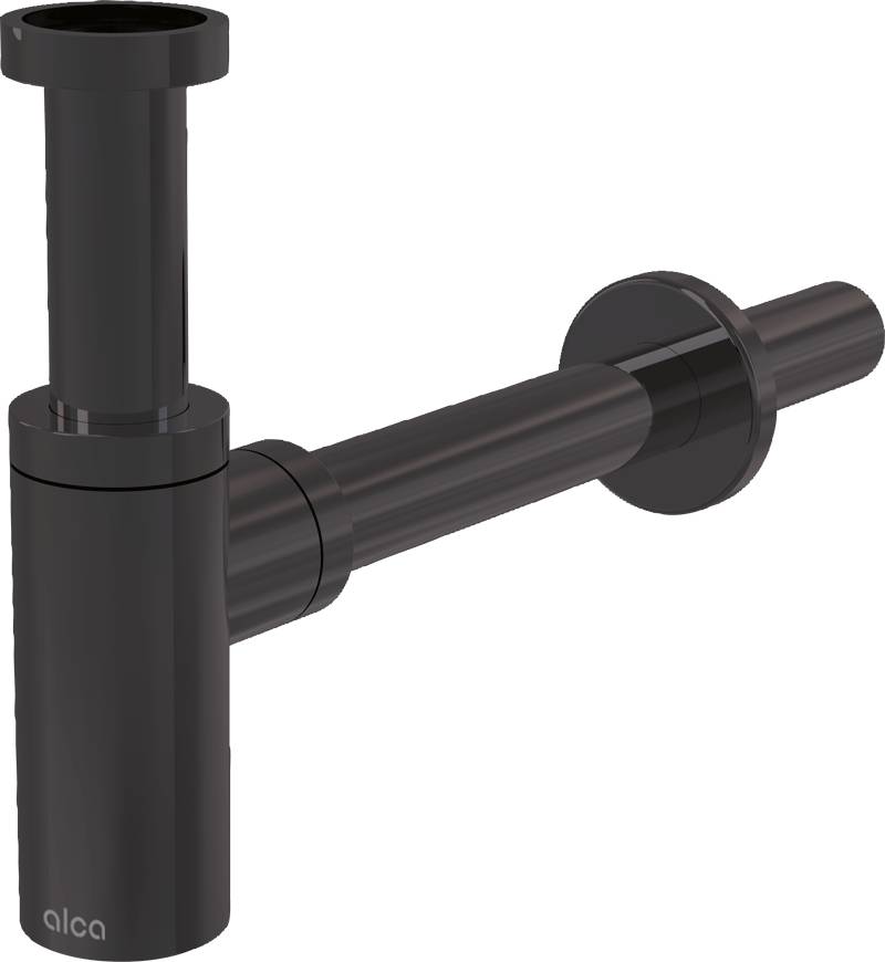 AlcaDrain Design Siphon 1 1/4" rund, Ganzmetall Gun metal gebürstet