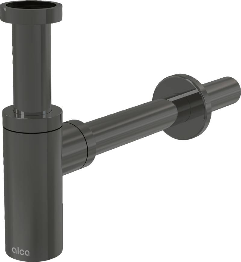 AlcaDrain Design Siphon 1 1/4" rund, Ganzmetall Gun metal glanz
