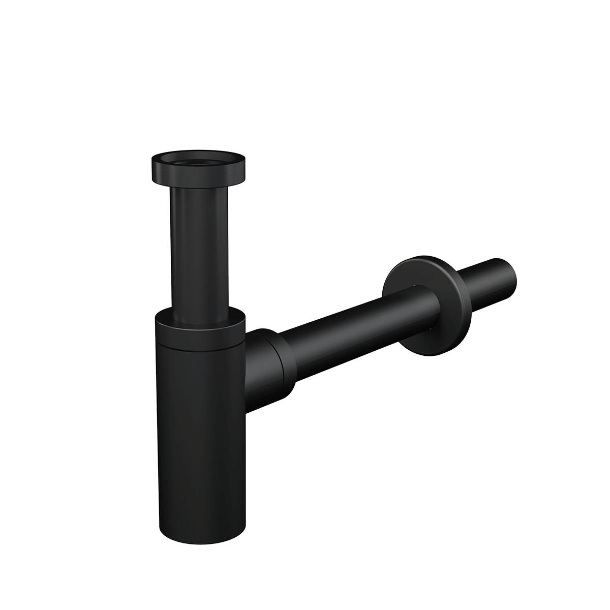 Siphon AlcaDrain Design 1 1/4" rond, tout métal noir mat