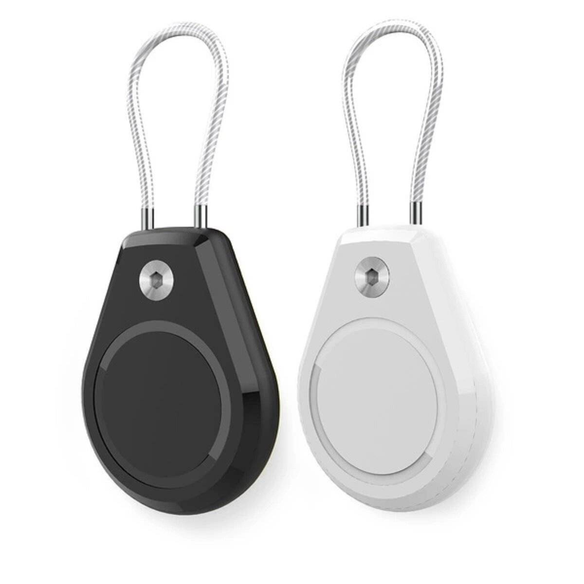 Schutzhülle kompatibel mit Apple AirTag, Wasserdicht mit Stahlkabel - Schwarz + Weiß (2 Stück)