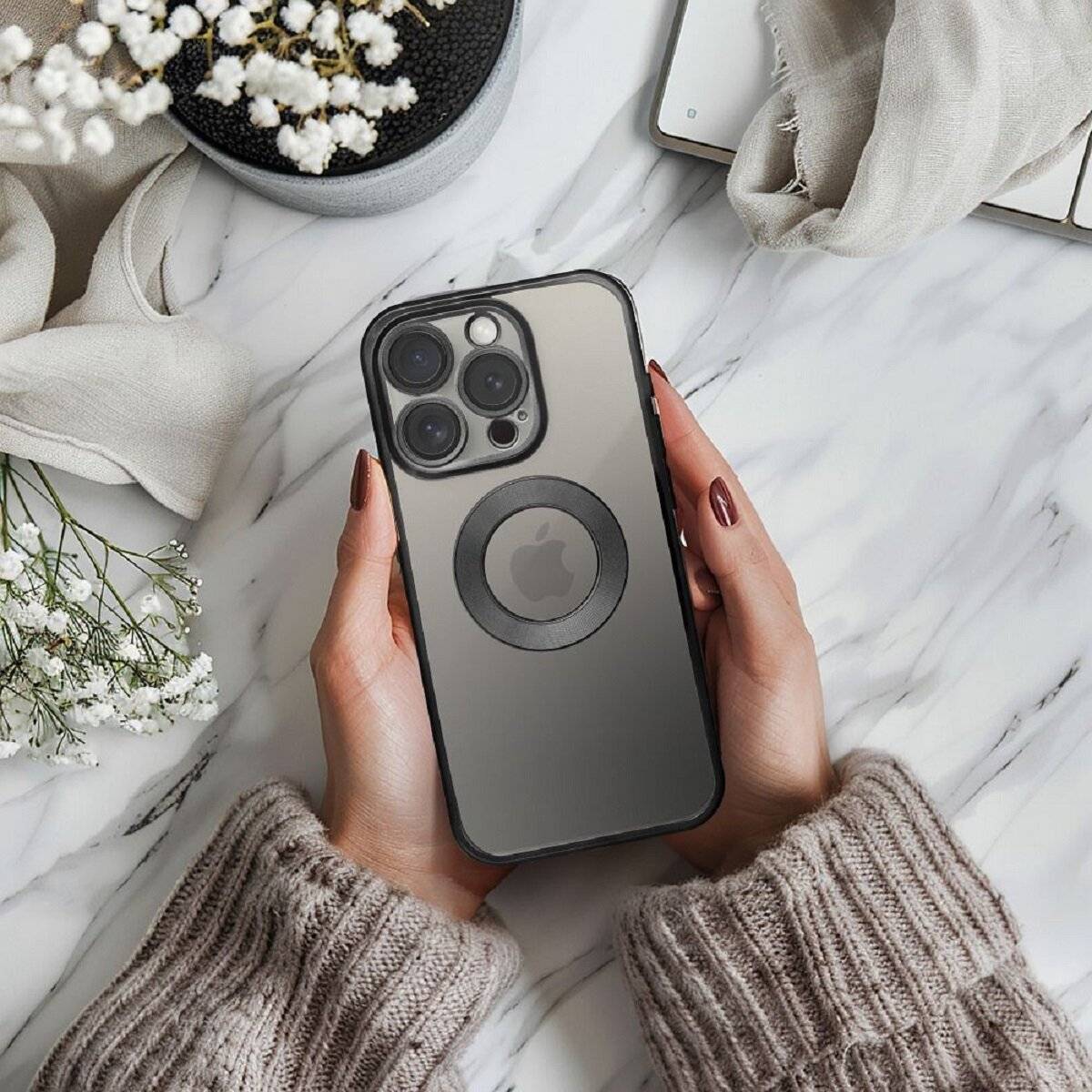 Glam Case – trendige Schutzhülle Handyhülle Bumper kompatibel mit iPhone 17 Schwarz