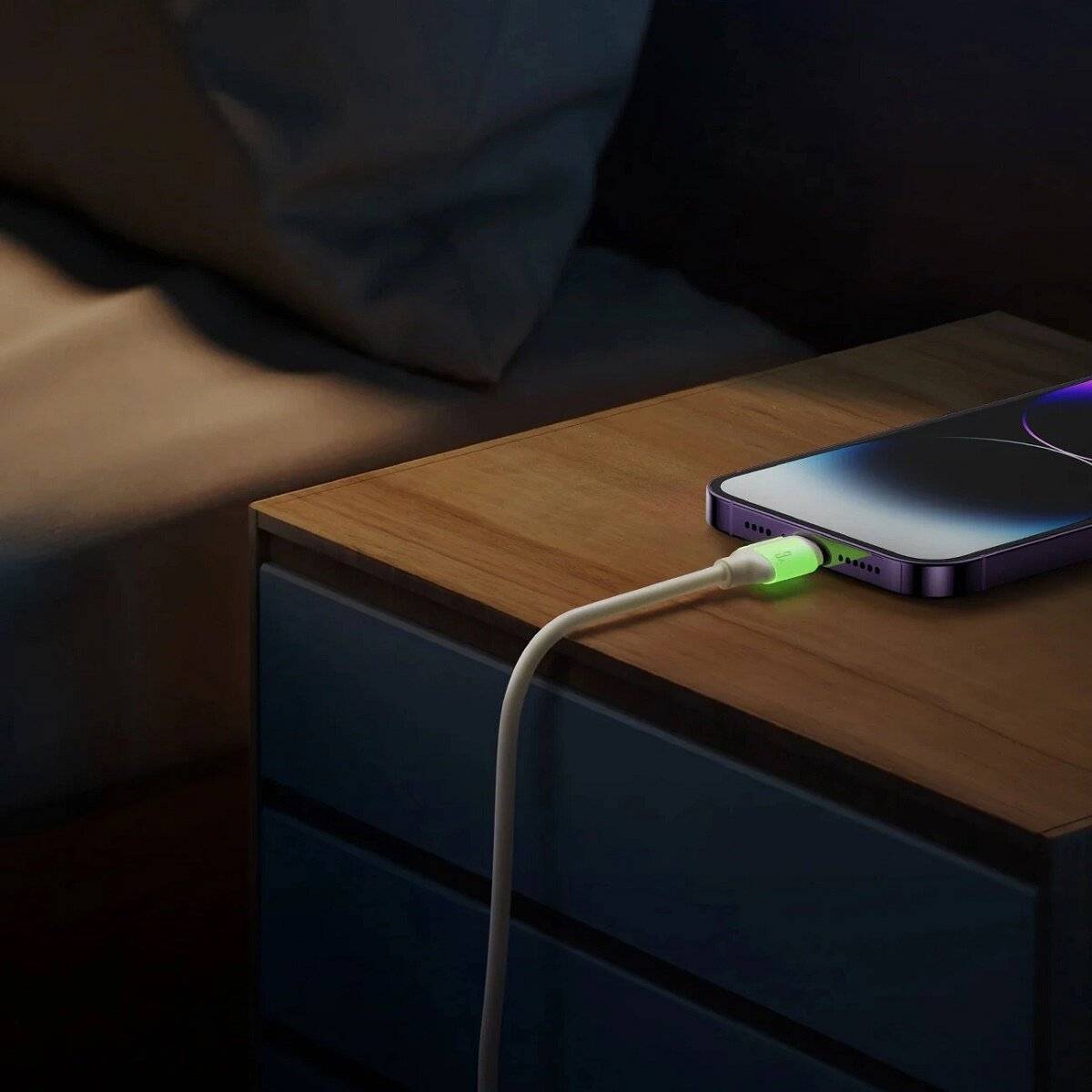 Joyroom S-A53 3A USB-A - Lightning Kabel mit fluoreszierender Spitze - Beige 1,2m