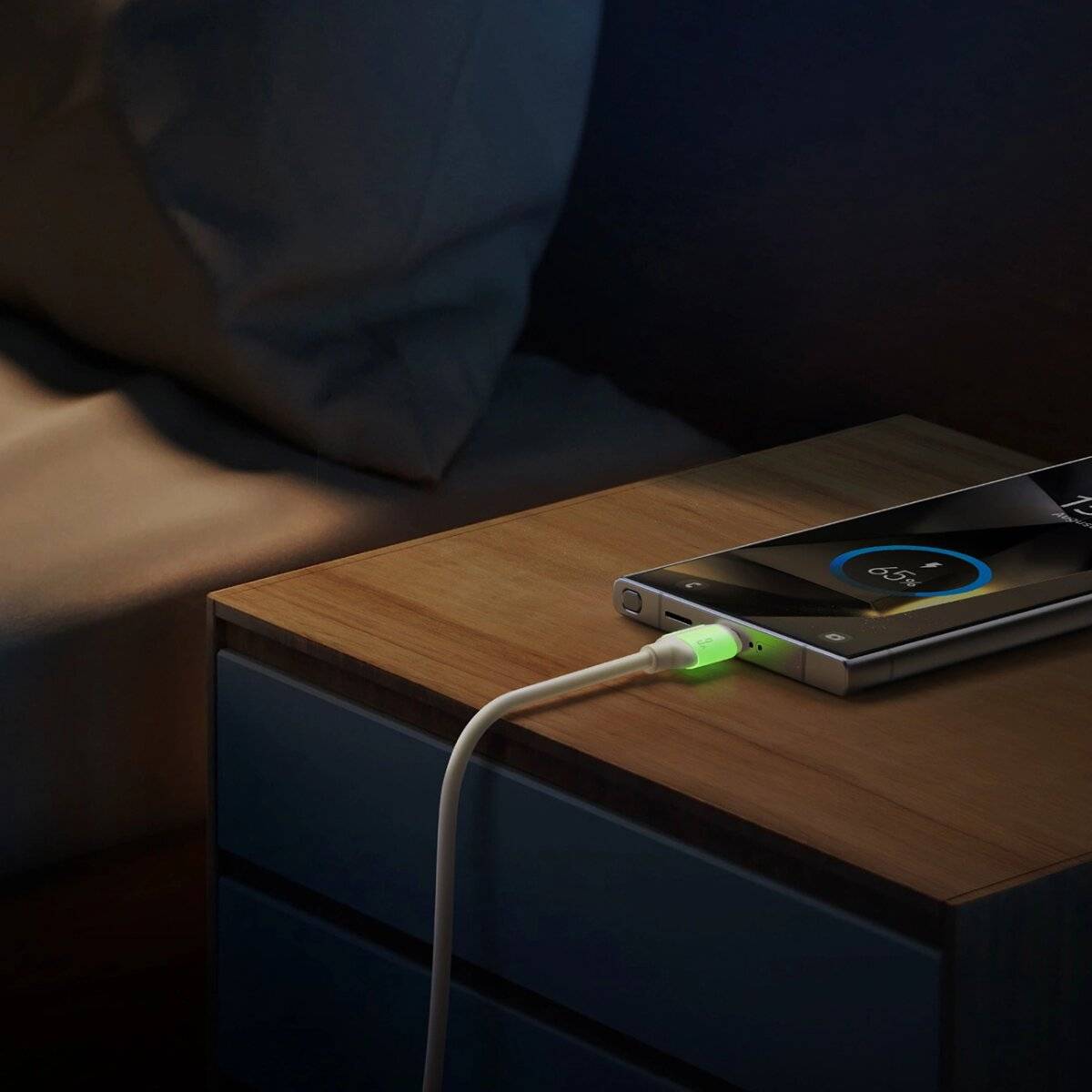 Joyroom S-A53 3A USB-A - USB-C Kabel mit fluoreszierender Spitze - Beige 1,2m