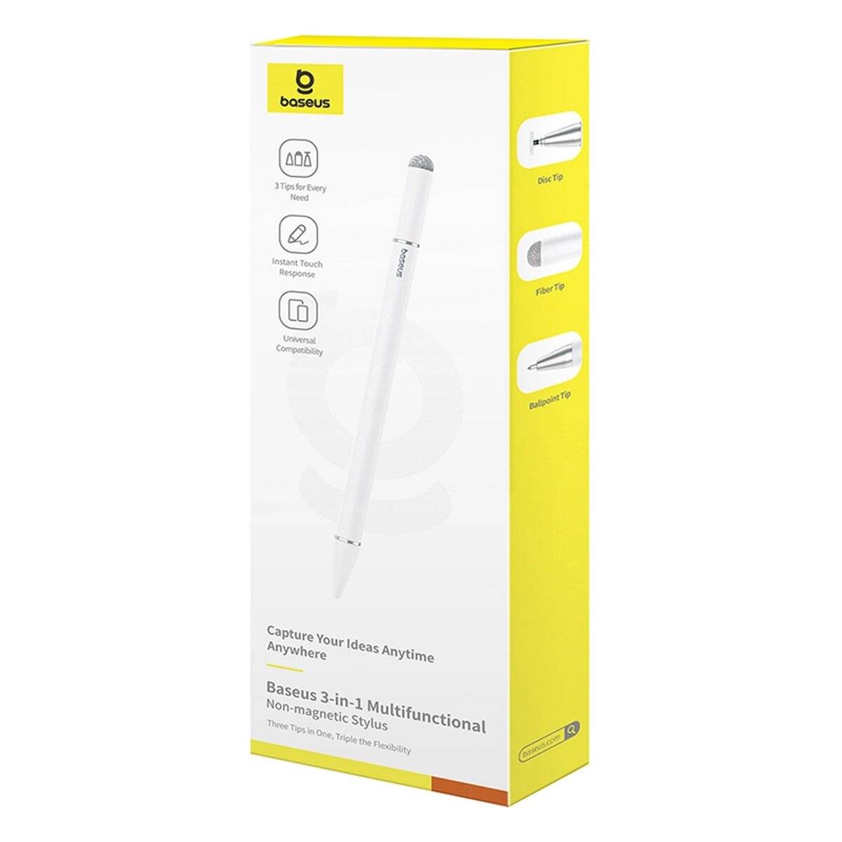 Baseus Smooth Writing III 3in1 Passiver Stylus - Nichtmagnetische Version - Weiß