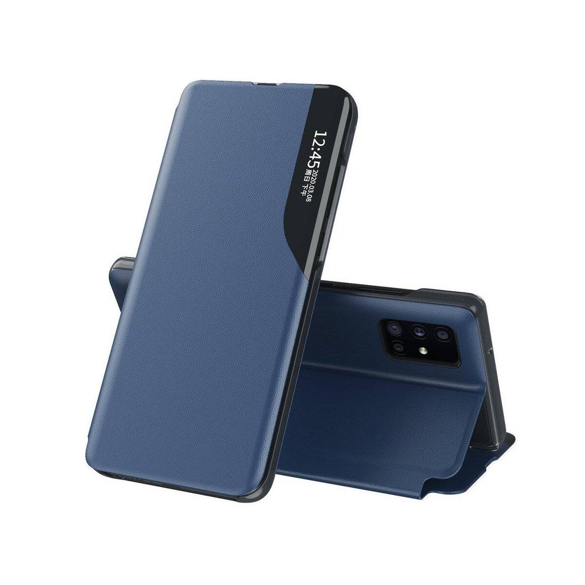 Eco Leather View Hülle mit Klappständer Kompatibel mit Samsung Galaxy A17 5G Blau