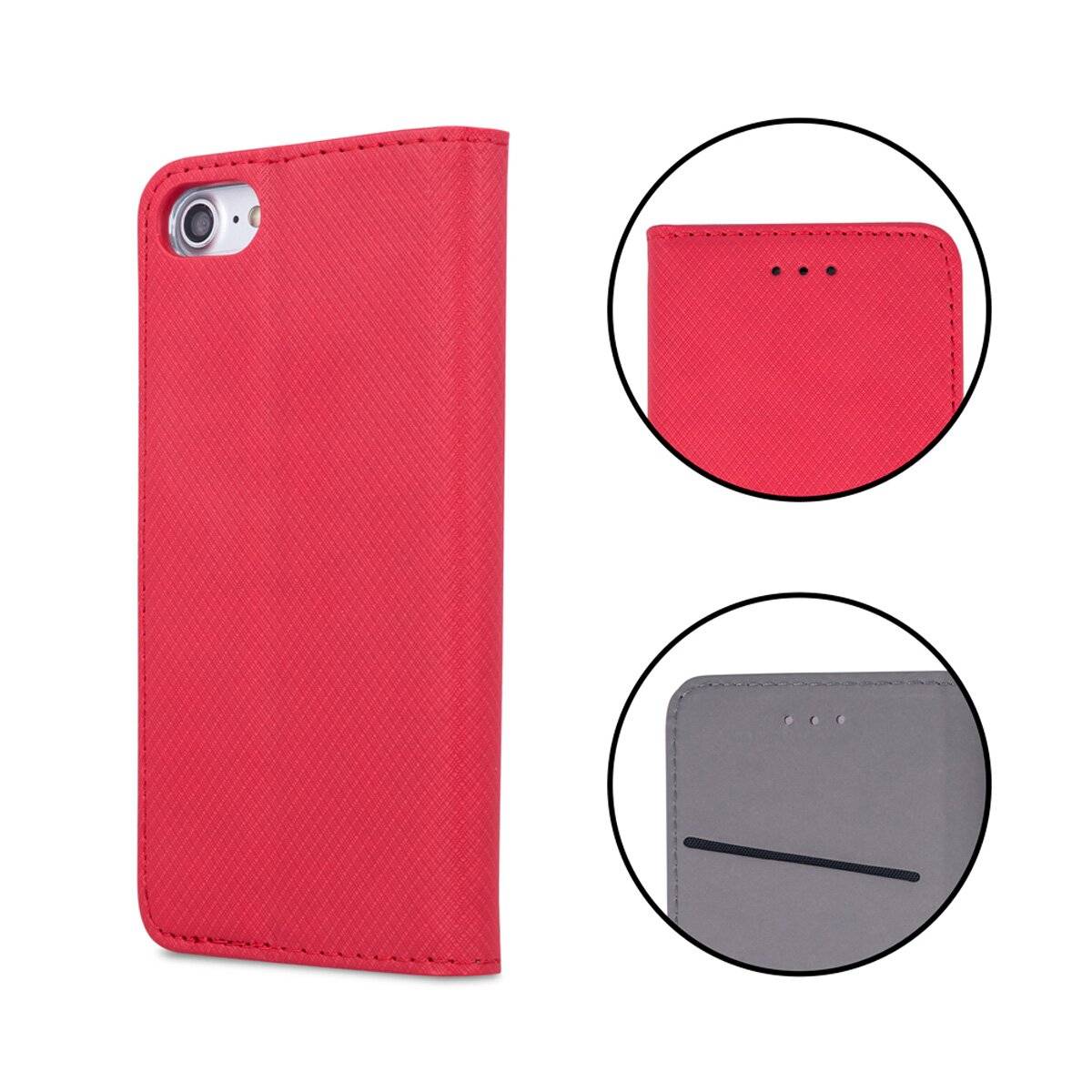 Smart Magnet Case Handyhülle mit Kartenfach und Magnetverschluss kompatibel mit Honor 200 Smart Rot