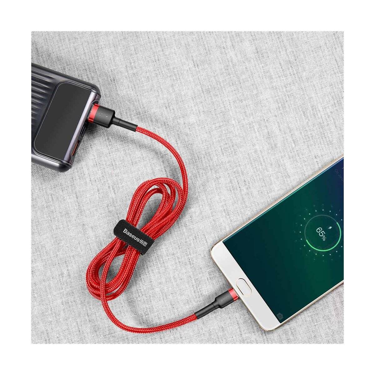 Baseus Cafule Cable durabel Kabel mit Nylon geflochtenes Ladekabel USB / micro USB QC3.0 2.4A 1M rot (CAMKLF-B09)