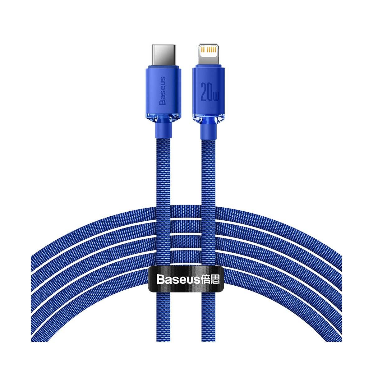 Baseus Crystal Shine Series Kabel USB-Kabel für schnelles Aufladen und Datenübertragung USB Typ C - Lightning 20W 2m blau (CAJY000303)