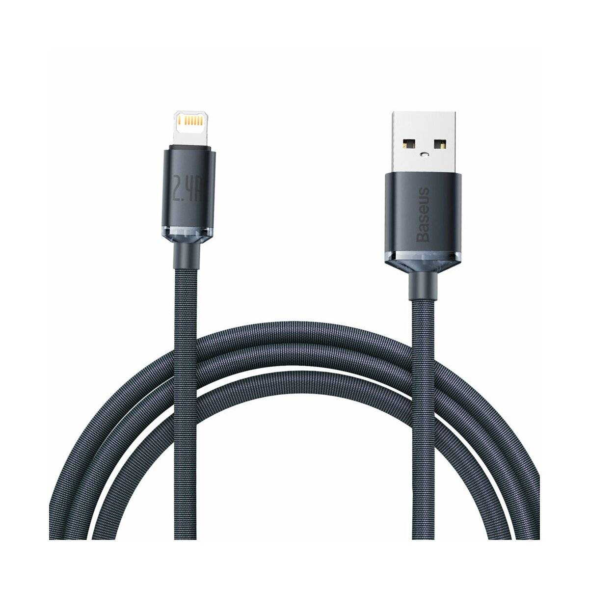 Baseus Crystal Shine Series Kabel USB-Kabel für schnelles Aufladen und Datenübertragung USB Typ A - Lightning 2.4A 2m schwarz (CAJY000101)