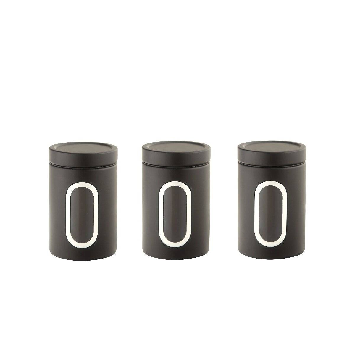 3-teiliges Aufbewahrungsdosen-Set in Schwarz ideal für Gewürze oder Kaffee